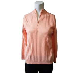 Paris Star small Vintage peach ribbed mock neck long sleeve shirt